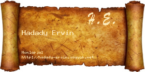 Hadady Ervin névjegykártya
